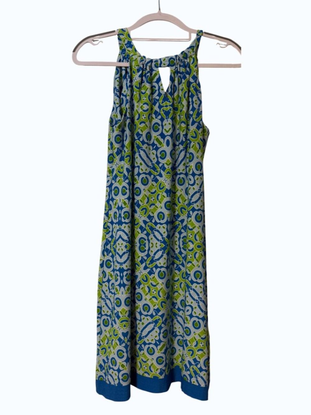 Just Taylor Blue Green Geometric Sleeveless Shift Dress 10P